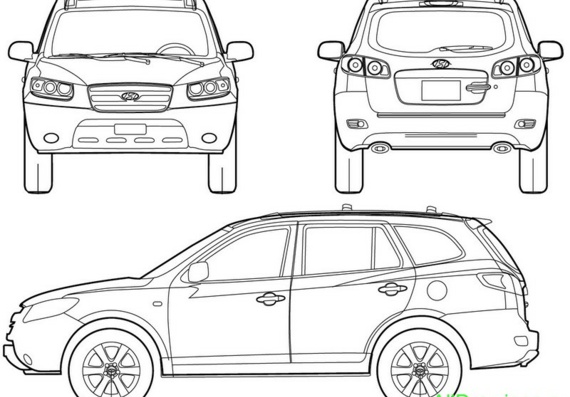 Hyundai Santa Fe (2006) (Хендай Санта Фе (2006)) - чертежи (рисунки) автомобиля